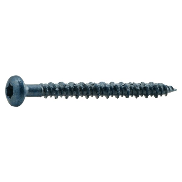 Torquemaster Masonry Screw, 3/16" Dia., Pan, 2 1/4 in L, Steel Blue Ruspert, 100 PK 52440